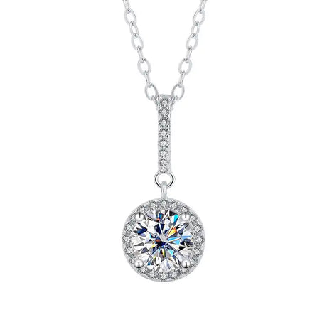 S925 Sterling Silver Moissanite Round Bag Three-piece Female Ring Necklace - Lootquake