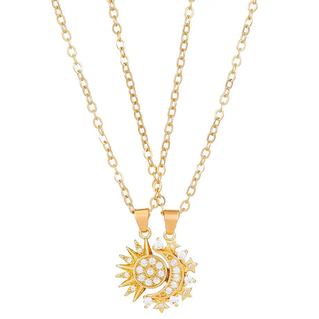 Sun And Moon Couple Projection Necklace Magnetic Pendant Clavicle Chain - Lootquake