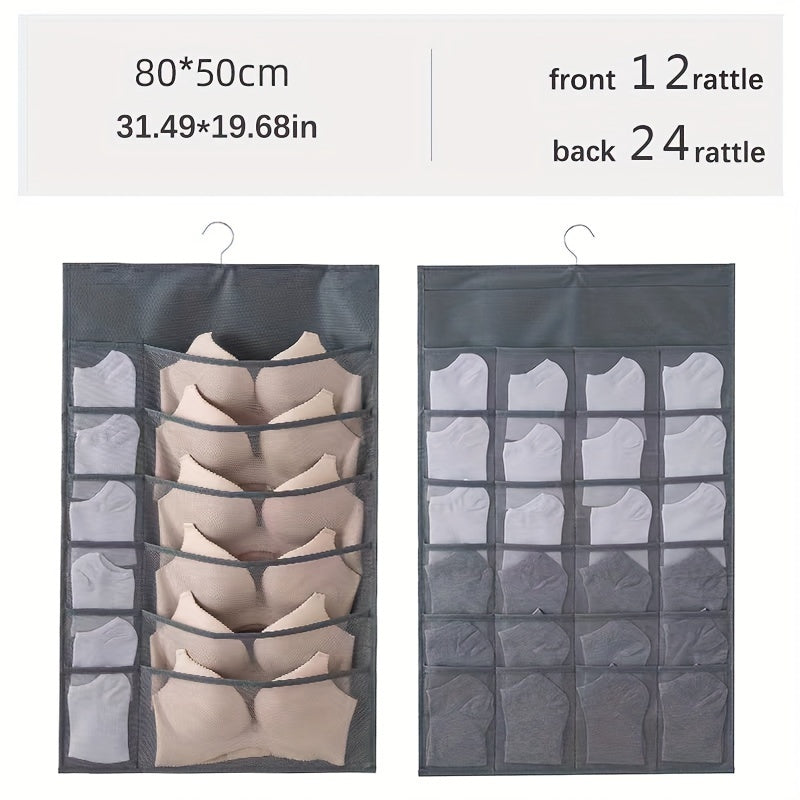 Sac de rangement pour sous-vêtements double face - Solution de rangement polyvalente pour lingerie et chaussettes, design compact et adapté aux voyages, avec fonction d'accrochage facile