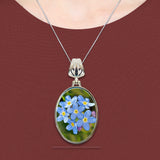 Collar con colgante de nácar plateado de Alaska "Nomeolvides" - 44158