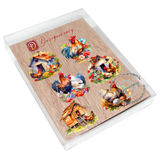 Spring on the Farm Decorative Wooden Clip-on Ornaments Set of 6 by G. Debrekht - Easter Decor - 8090056C-S6