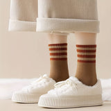 5/10 pares de calcetines a rayas, calcetines de tubo medio cómodos y cálidos, medias y calcetas para mujer
