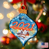 Dated Christmas Train Wooden Ornaments by G. DeBrekht - Christmas Santa Snowman Decor - 8112182-D