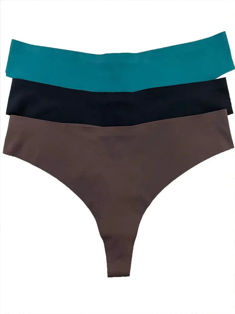 Panties Set Women Seamless Panties Sexy Low-Waist G-String Thong Ice Silk Underwear Hollow Out T-Back Solid Bandage Female Lingerie - Lootquake