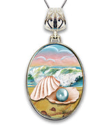 Sea Shell Pearl Silver-Plated Mother of Pearl Jewelry Pendant Necklace - 44054