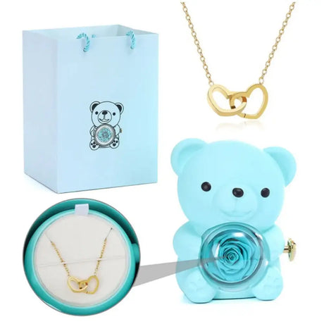 Engraved Double Heart Necklace Simple Rose Gift Set - Lootquake