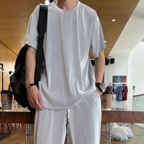 Drapey Short Sleeve Trousers Casual Two Piece Suit - Lootquake