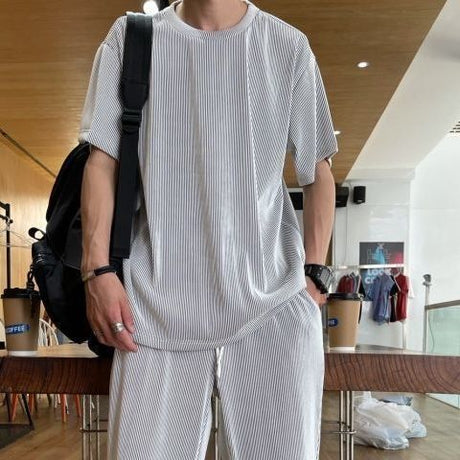 Drapey Short Sleeve Trousers Casual Two Piece Suit - Lootquake