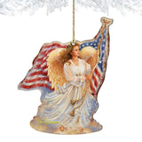 Adornos de madera de ángel americano de Gelsinger - Decoración navideña americana - 8161021-0107