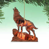 Howling Wolf Wooden Ornaments by Nature Wonders - Wildlife Holiday Decor - 8198227-3
