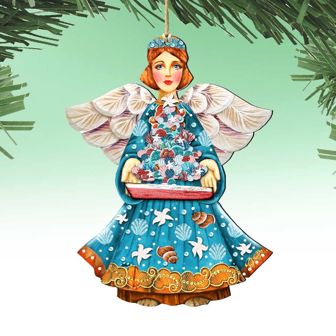 Christmas Tree Boat Guardian Wooden Ornaments by G. DeBrekht - Coastal Holiday Decor - 8152724-3