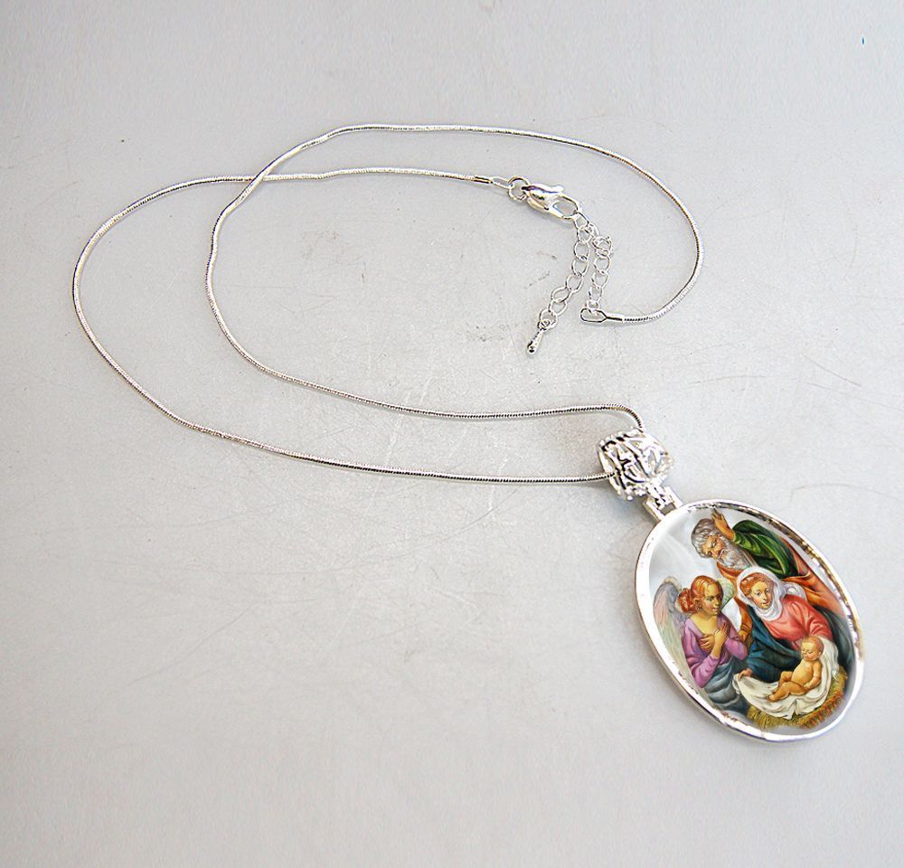 Collar de nácar bañado en plata de la Sagrada Familia - 43020