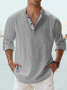 Men's Linen Stand-up Collar Long Sleeve T-shirt Loose Undershirt - Lootquake