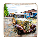 Car Coastal Wooden Cork Coasters Gift Set of 4 by Nature Wonders - Coastal Sea-Life Decor - 95353C-S4