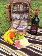 4-Person Picnic Backpack with Cooler Compartment, Detachable Bottle/Wine Holder, Fleece Blanket, Plates & Cutlery Set - Perfect for Outdoor, Sports, Hiking, Camping, BBQs (Coffee), Camping Essentials | Stylish Picnic Bag | St