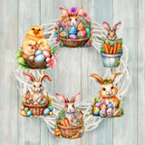 Eggs and Bunnies Decorative Wooden Clip-on Ornaments Set of 6 by G. Debrekht - Easter Decor - 8090057C-S6