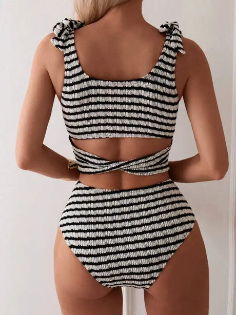 Women's Two-piece Casual Swimsuit P198 Black - Lootquake