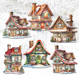 Dream Houses Decorative Wooden Clip-on Ornaments Set of 6 by G. Debrekht - Christmas Decor - 8090029C-S6