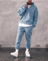 Casual Stand Collar Thickened Long-sleeved T-shirt Loose-fitting  Pullover Men's Suit - Lootquake