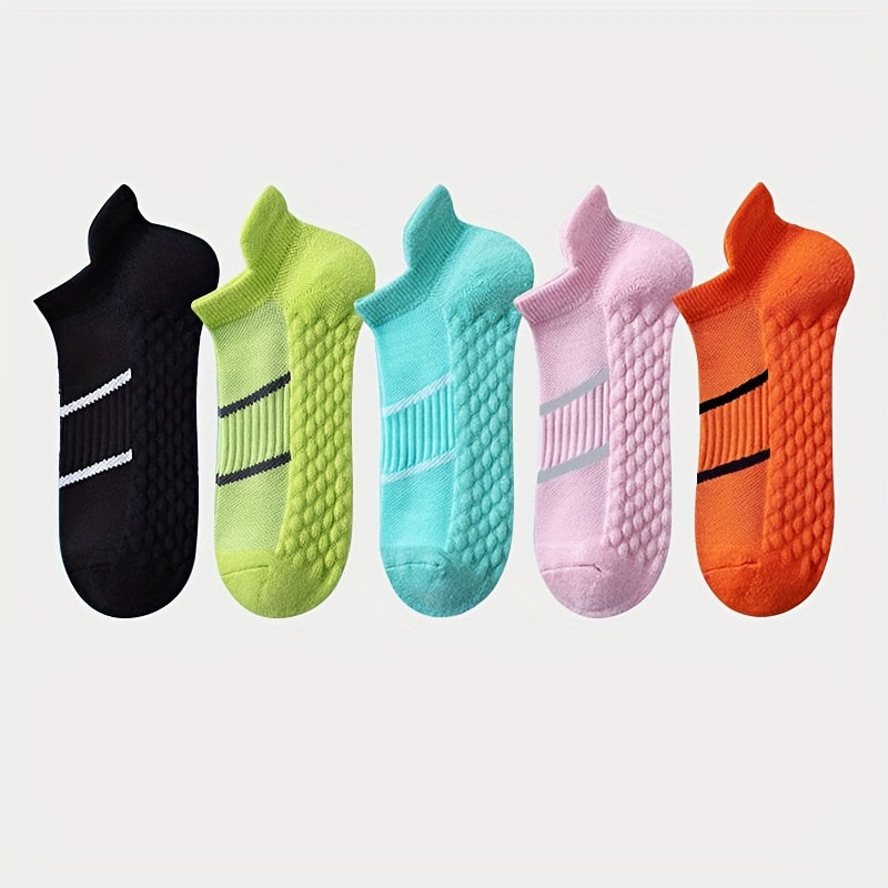 5 pares de calcetines deportivos profesionales para hombre, de verano, de malla fina, transpirables, absorbentes del sudor, antiolor, con protección para el talón y las orejas.