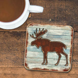 Moose Wooden Cork Coasters Gift Set of 4 by Nature Wonders - Nature Wildlife Decor  - 8198222-9C-S4