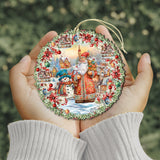 Merry Christmas Wreath Wooden Ornaments by G. Debrekht Christmas Santa Snowman Decor - 8611069