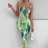 Ladies' Leopard Print Cross Shoulder Strap Backless Dress With A Banquet Vibe, Out Of The Street Fashion Bag Arm Long Skirt - Lootquake