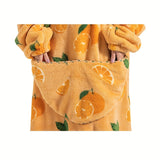Sweat à capuche en flanelle imprimé citrouille grande taille - Doux, confortable, pelucheux, à capuche, vêtement d'hiver pour femme sur le thème d'Halloween