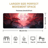 Red Landscape Large Gaming Mouse Pad, Laptop/Desktop Office Use Non-Slip Rubber Base Mousepad Stitched Edges Keyboard Desk Pad For Schools, Offices, Home And Company, Super Cool Office Large Mouse Pad