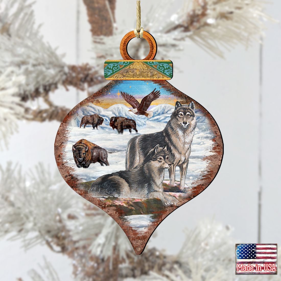 Wolves Drop Wooden Ornaments by G. DeBrekht - Wildlife Holiday Decor - 8035219