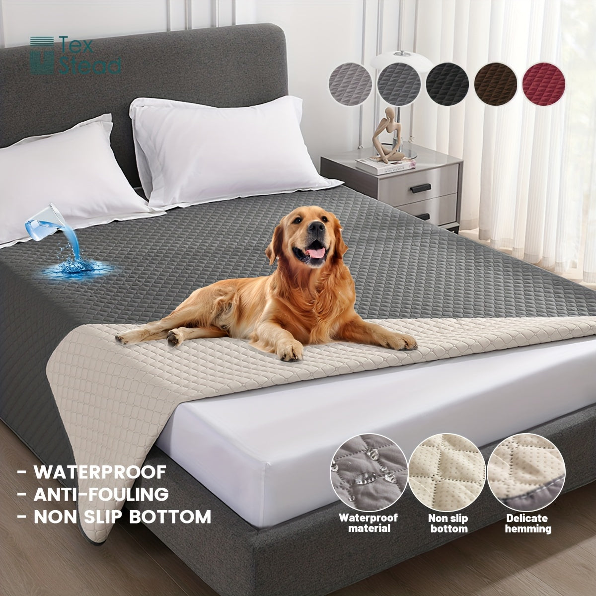 Waterproof & Non-Slip Dog Mattress Cover for Beds, Sofas, Cars | Super Soft Pet Blanket with Incontinence Protection | Machine Washable Furniture Protector Pad, Puppy Bedspread, Durable Dog Carpet