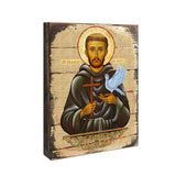 Icono religioso cristiano sagrado de San Francisco de madera bañado en oro - Decoración inspiradora - 85024