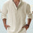 Men's Linen Stand-up Collar Long Sleeve T-shirt Loose Undershirt - Lootquake