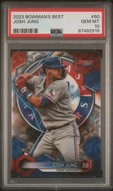 Tarjeta de béisbol Topps Bowmans Best Josh Jung #60 Rookie RC de 2023, PSA 10 Gem Mint