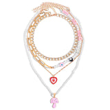 Multi-layer Pink Heart Crystal Pendant Necklaces - Lootquake