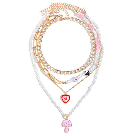 Multi-layer Pink Heart Crystal Pendant Necklaces - Lootquake