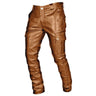 Generic Mens Steampunk Stretchy Faux Leather Pants Slim Fit Motorcycle Biker Goth Pants Fashion Punk Retro Hip Hop Trousers Clubwear Brown Large - Lootquake