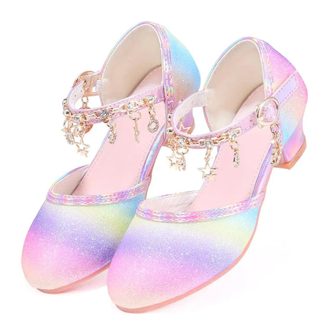 Longitudinalhorse Princess Shoes Girls Heels Princess Dress up Shoes Little Girl Dress Shoes Cinderella Shoes for Girls Iridescent - Lootquake