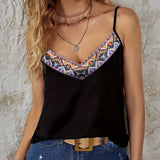 Ladies' Fashionable Printed V-neck Vacation Style Camisole Top - Lootquake