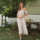 Women's Off Shoulder Strapless Floral Dress - Lootquake