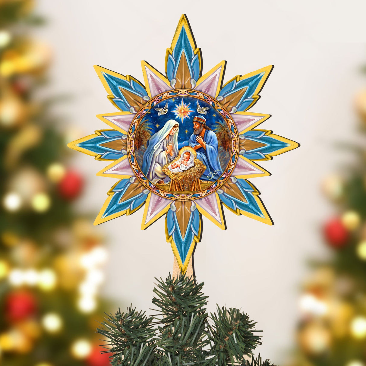 Nativity-themed Tree Topper Wooden Decor - Nativity Holiday Decor - Christmas Tree Topper