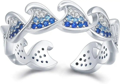 Rhinestone Zircon Wave Ring, Elegant Ring, Women's Fashion - Lootquake