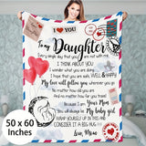 1pc Envelope Printed Flannel Blanket, To My Daughter From Mom Blanket For All Season, Warm Cozy Soft Throw Blanket Nap Blanket For Couch Bed Sofa Office Camping Travel Home Decor, Holiday Gift Blanket For Daughter