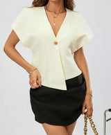 Women's Solid Color V-neck Basic Versatile Shirt - Lootquake
