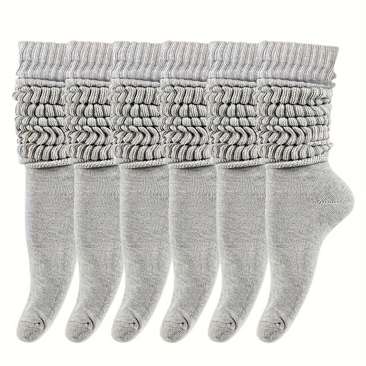 6 Pairs Solid Knitted Socks, Simple & Comfy Slouchy Socks, Women's Stockings & Hosiery