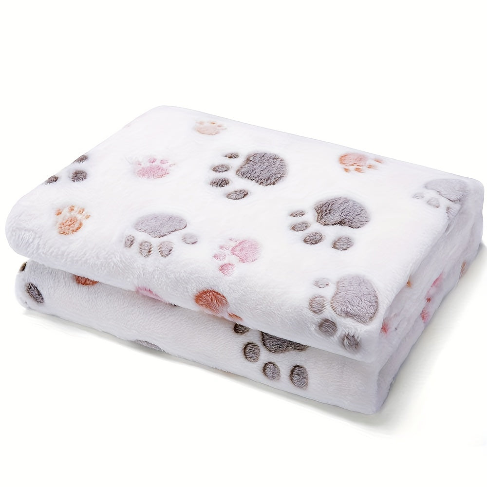 Couverture douillette pour animaux de compagnie avec motif empreinte de patte - Tapis en polaire douce pour chien et chat, housse de coussin chaude pour le confort et les câlins du chiot