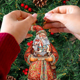 Santa's Nostalgic Rocking Horse Wooden Ornaments by G. Debrekht - Christmas Santa Snowman Decor - 8691414