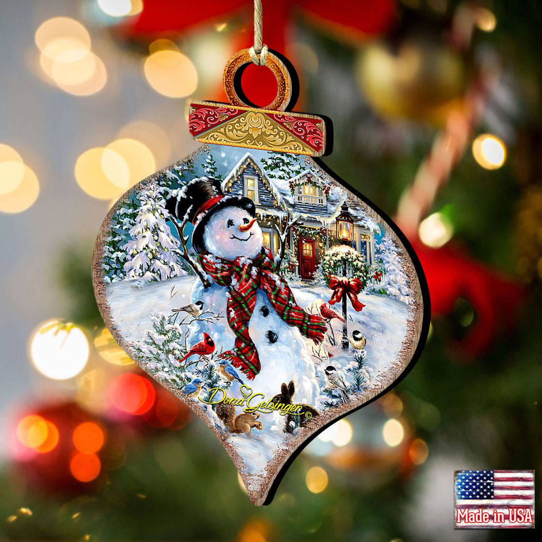 Old Fashioned Christmas Wooden Ornaments by Gelsinger - Christmas Santa Snowman Decor - 8031023-1563