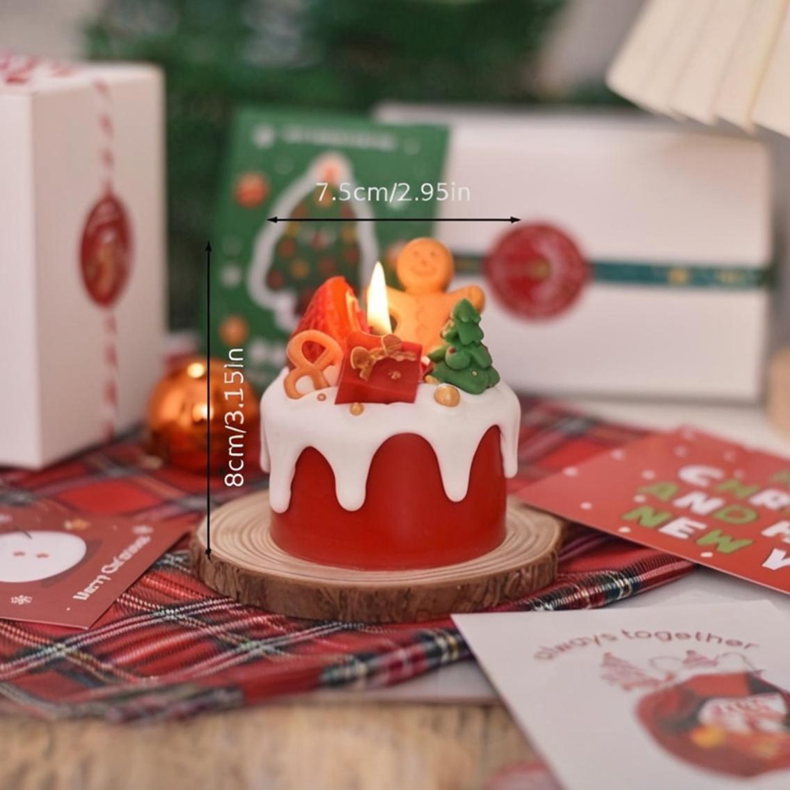 Bougie parfumée artisanale en forme de gâteau rouge, parfumée à la poire et à la lavande. Parfaite pour Noël, Halloween, Thanksgiving, les mariages, les anniversaires et plus encore. Cire de soja, utilisation en intérieur, pas besoin de piles.