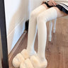 Calcetines de canalé lisos por encima de la rodilla para mujer, cómodos y cálidos, gruesos y hasta el muslo.